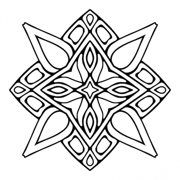 Mandala Prosta Grafika Liniowa, Element Dekoracyjny.