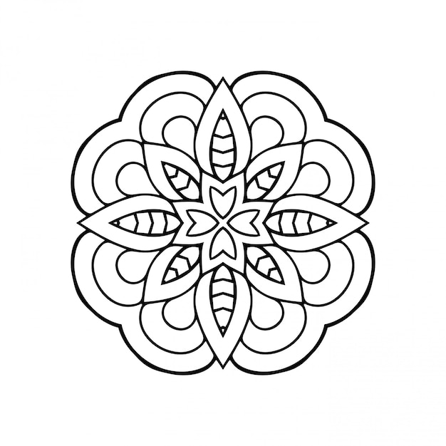 Mandala Prosta linia, element dekoracyjny do kolorowania.