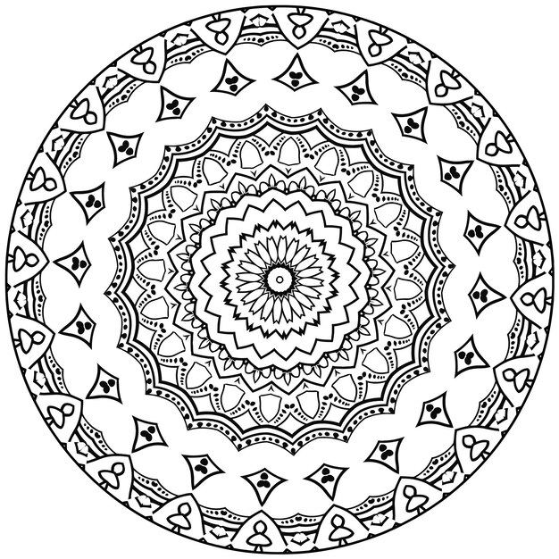 Mandala. Strony Do Kolorowania. Indyjski Medalion Antystresowy. Streszczenie Islamski Kwiat, Arabska Henna