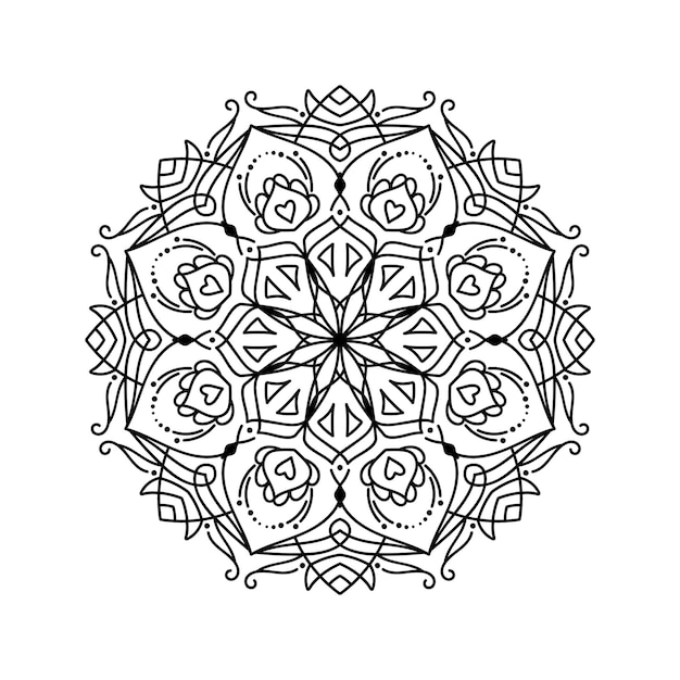 Mandala Sylwetka Wydruku Dla Dorosłych Kolorowanka Dekoracyjny Okrągły Ornament Kwiatowy Orientalne Ilustracji Wektorowych