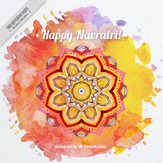 Mandala Tło Akwarela Z Happy Navratri