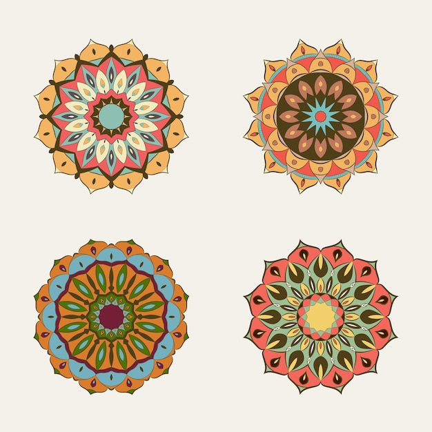 mandala w stylu vintage, zestaw kolorów,