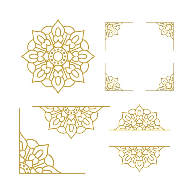 Mandala Wedding Ornament Gold Vector Designs