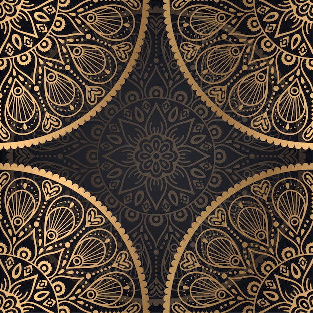 Mandala Wzór Tła W Kolorze Czarnym I Złotym