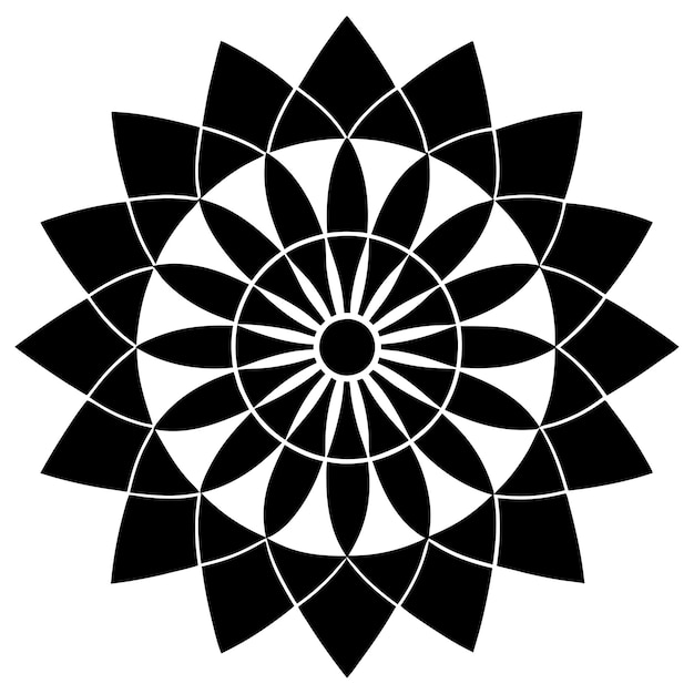 mandala z nakładającymi się kręgami i kwiatową sylwetką, sztuka wektorowa i ilustracja