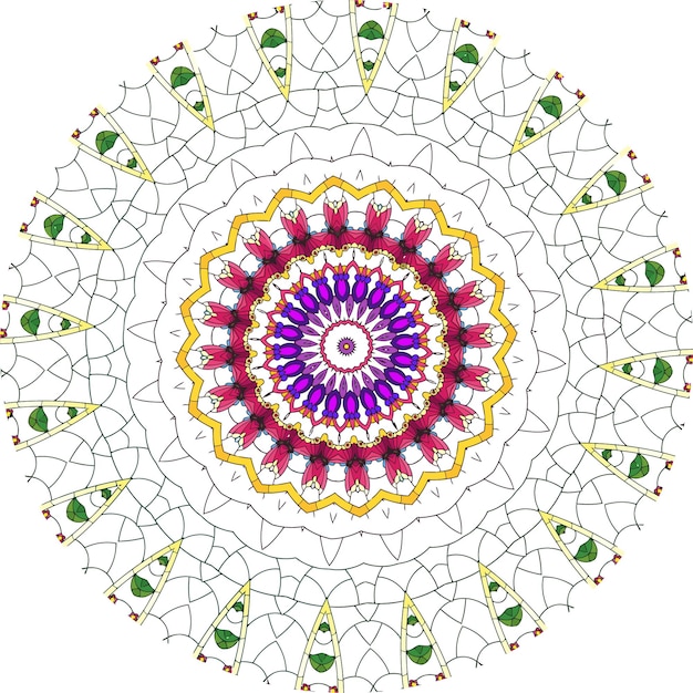 Plik wektorowy mandale. odosobniony kolorowy dekoracyjny okrągły ornament na białym tle.
