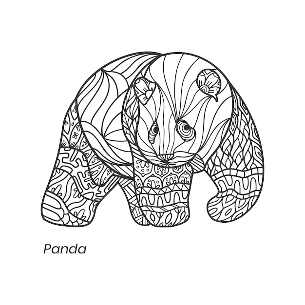 Plik wektorowy mandale panda zentangle