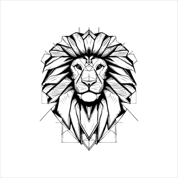 Plik wektorowy mane in bloom lion logo line crest