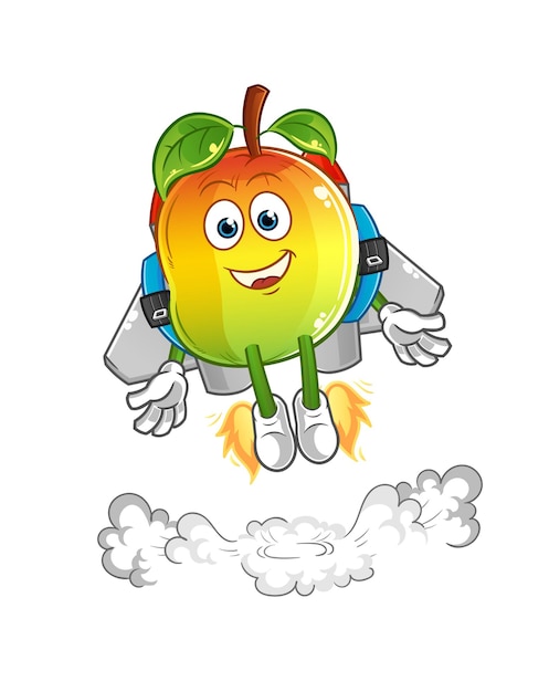 Mango z maskotką jetpack. kreskówka wektor