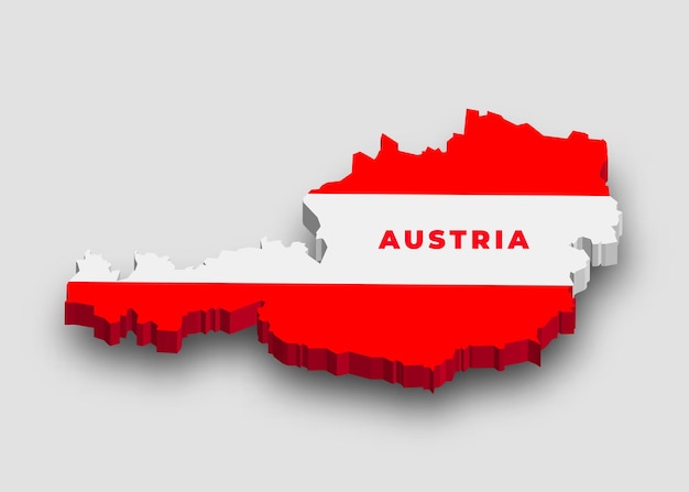 Mapa 3d Austrii Z Flagą