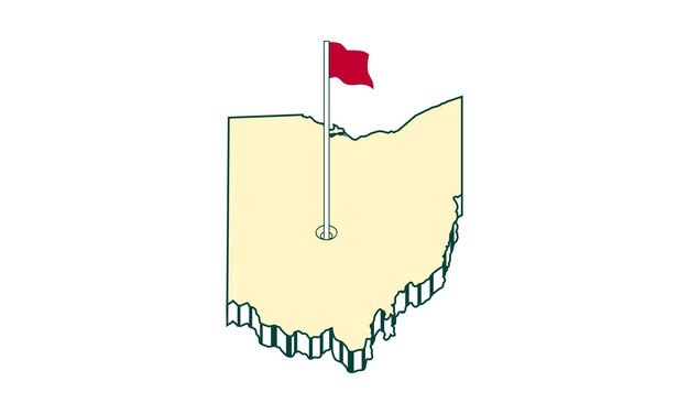 Mapa 3d Ohio Na Białym Tle. Sylwetka Lub Granice Stanu Usa.