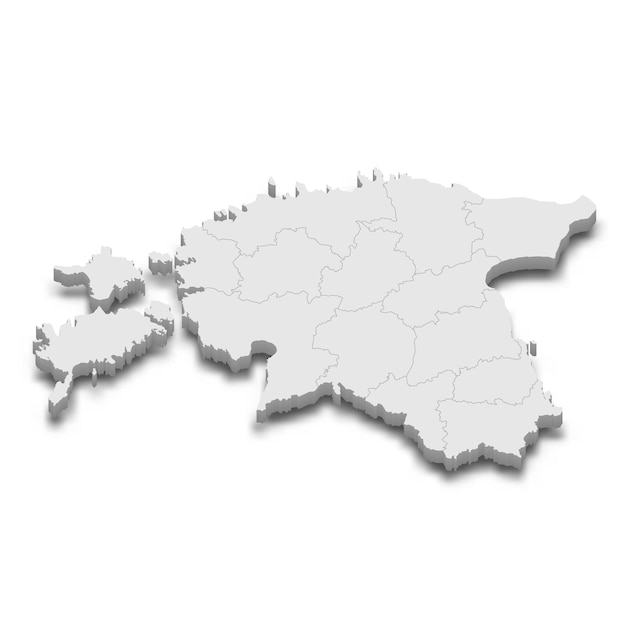 Mapa 3D z granicami regionów