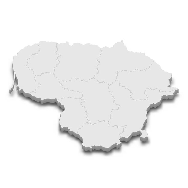 Mapa 3D z granicami regionów