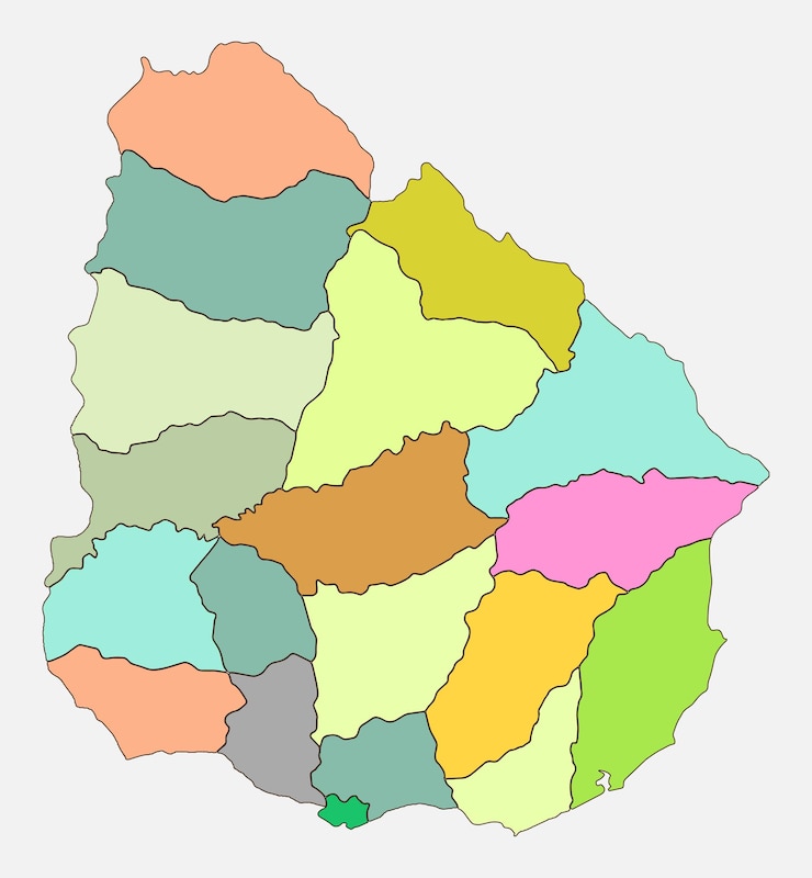 Wektor mapa administracyjna urugwaju ilustracja wektora