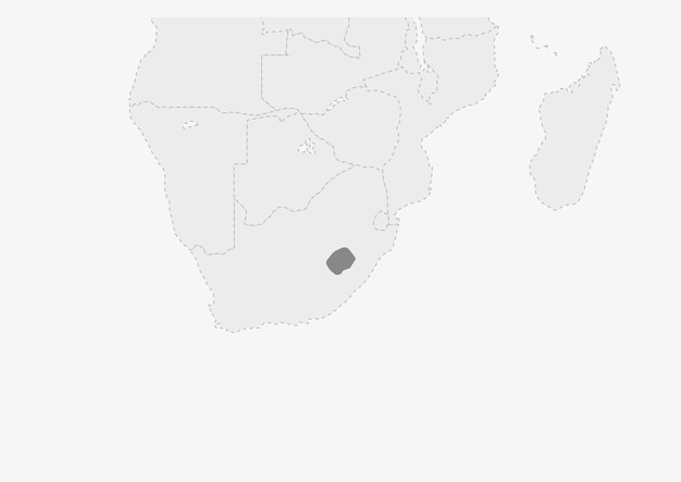 Mapa Afryki Z Podświetloną Mapą Lesotho