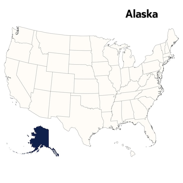 Plik wektorowy mapa alaski z kolorowym zarysem mapa usa