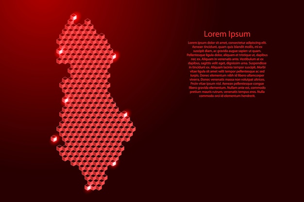 Mapa Albanii Z 3d Czerwone Kostki Izometryczny Streszczenie Koncepcji