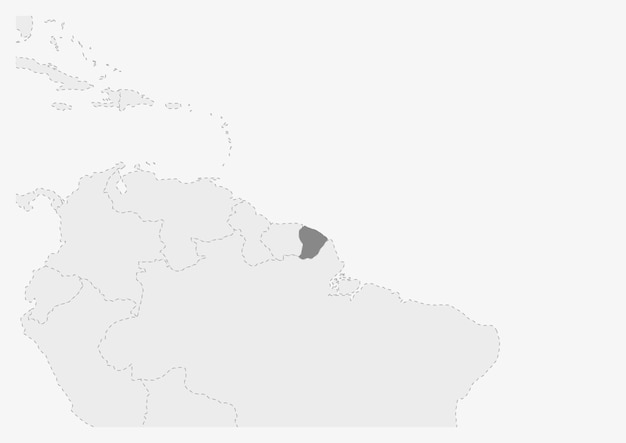 Mapa Ameryki Z Podświetloną Mapą Gujany Francuskiej