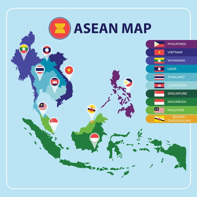 Plik wektorowy mapa asean