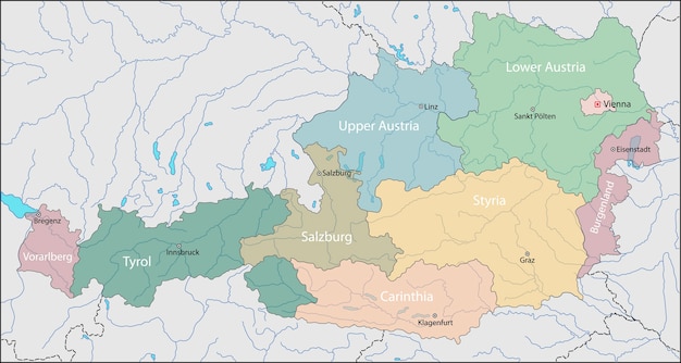 Plik wektorowy mapa austrii