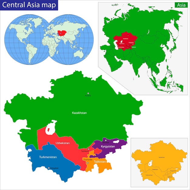 Plik wektorowy mapa azji środkowej