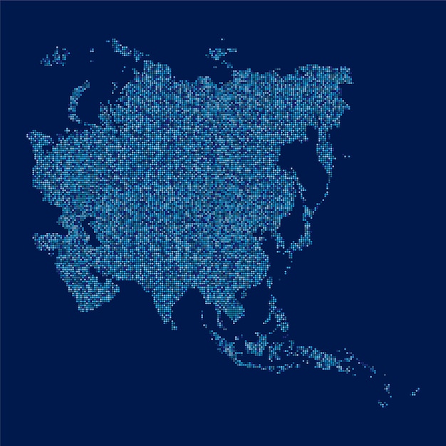 Mapa Azji Wykonana Z Wzoru Kropki Rastrowej