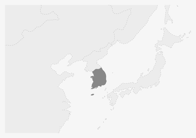 Mapa Azji Z Podświetloną Mapą Korei Południowej