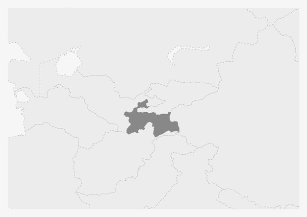 Mapa Azji z podświetloną mapą Tadżykistanu