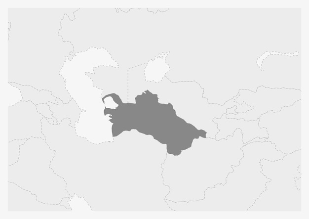 Mapa Azji Z Podświetloną Mapą Turkmenistanu