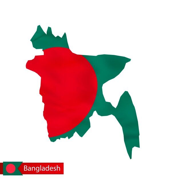 Mapa Bangladeszu Z Macha Flagą Kraju