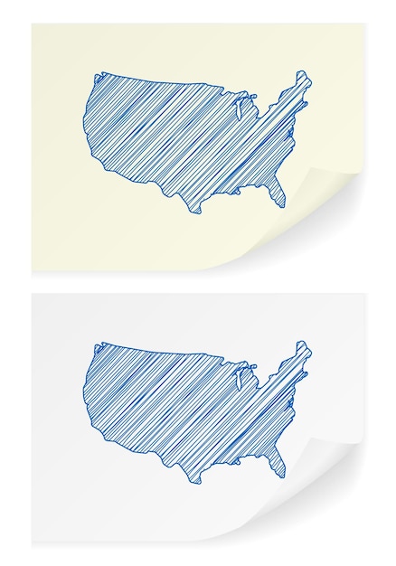 Plik wektorowy mapa bazgrołów usa