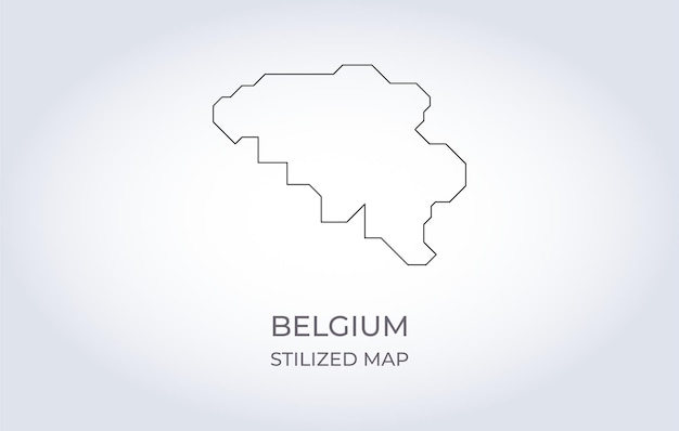Mapa Belgii W Stylizowanym Stylu Minimalistycznym