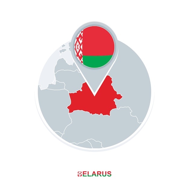 Mapa Białorusi I Ikona Mapy Wektorowej Flagi Z Podświetloną Białorusią