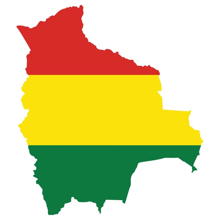 Wektor mapa boliwii z flagą narodową boliwii