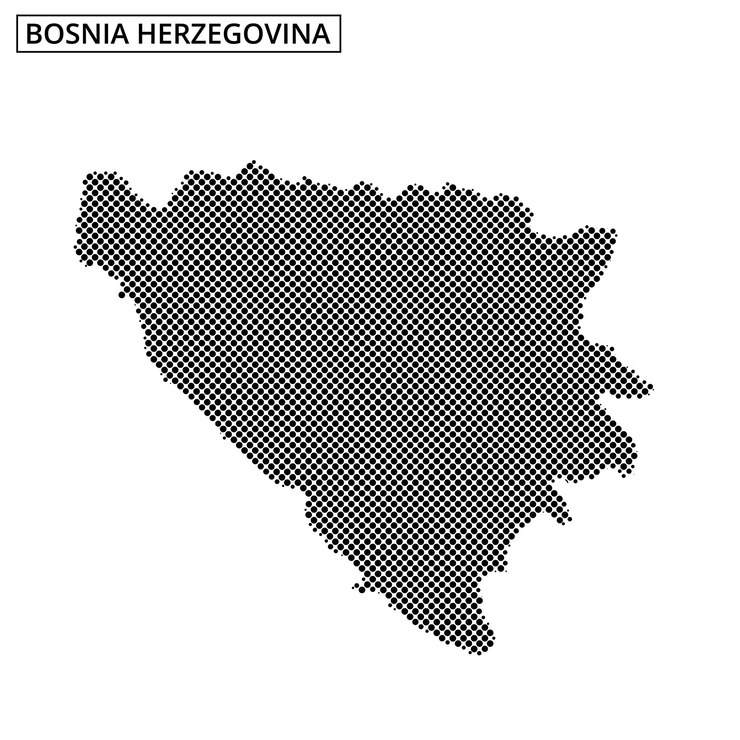 Wektor mapa bośni i hercegowiny stworzona z wzorem kropek