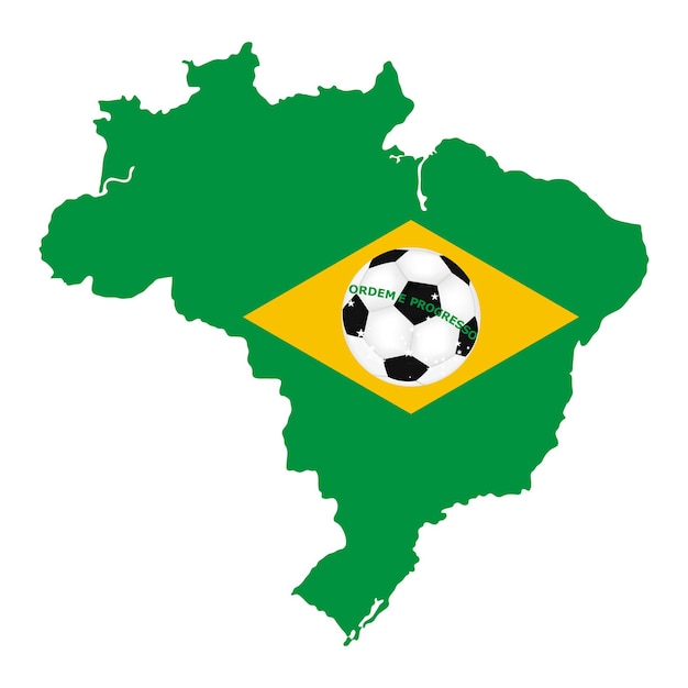 Plik wektorowy mapa brazylii z oficjalną flagą narodową na białym tle