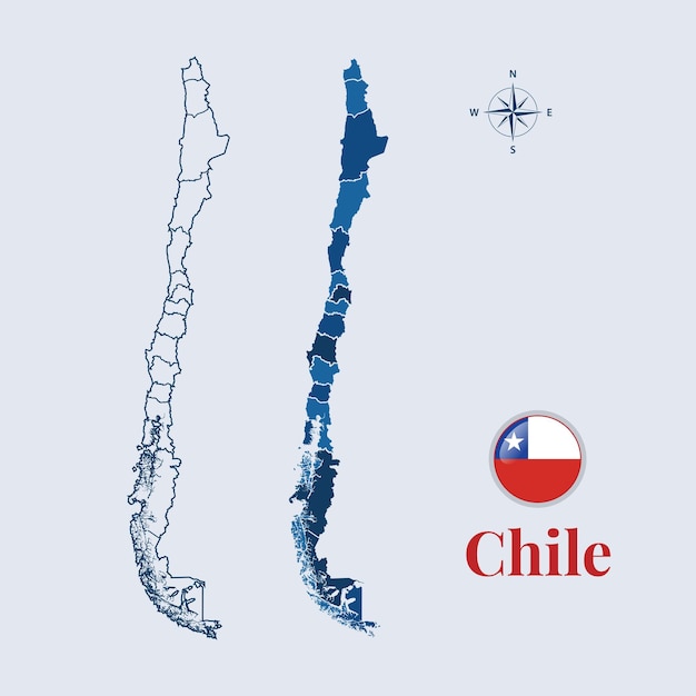 Mapa Chile I Flaga Mapa Flagi Chile Wektor