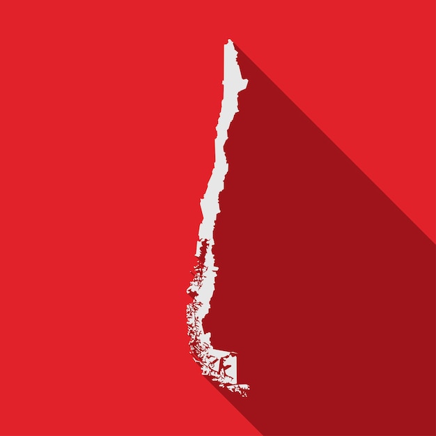 Mapa Chile na czerwonym tle z długim cieniem
