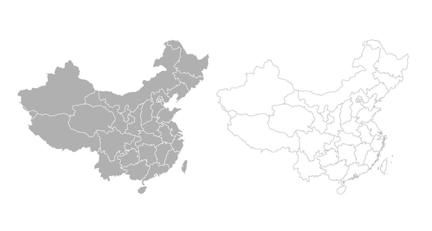 Mapa Chin Niebieski. Ilustracja Wektorowa Płaski. Eps10.