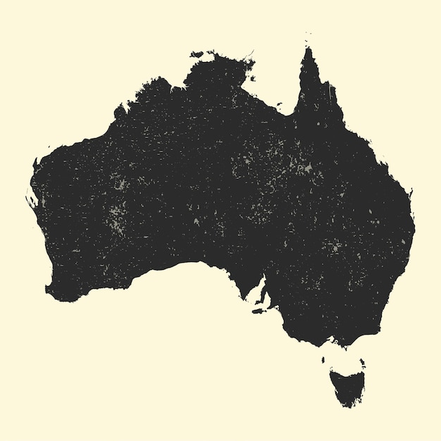 Mapa czarna sylwetka kraju Australia