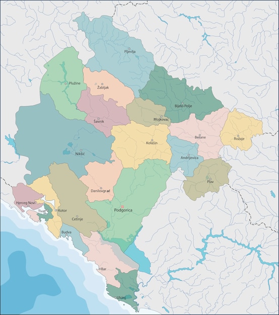 Plik wektorowy mapa czarnogóry