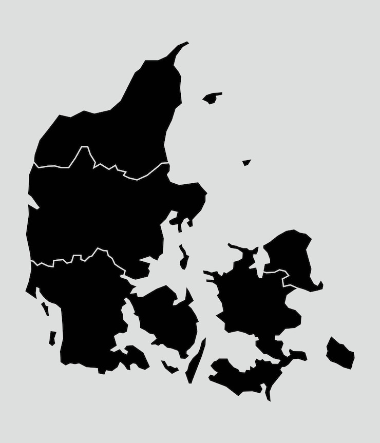 Wektor mapa danii z odizolowanymi regionami na białym tle mapa danii ilustracja wektorowa