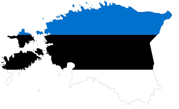 Wektor mapa estonii z flagą estonii