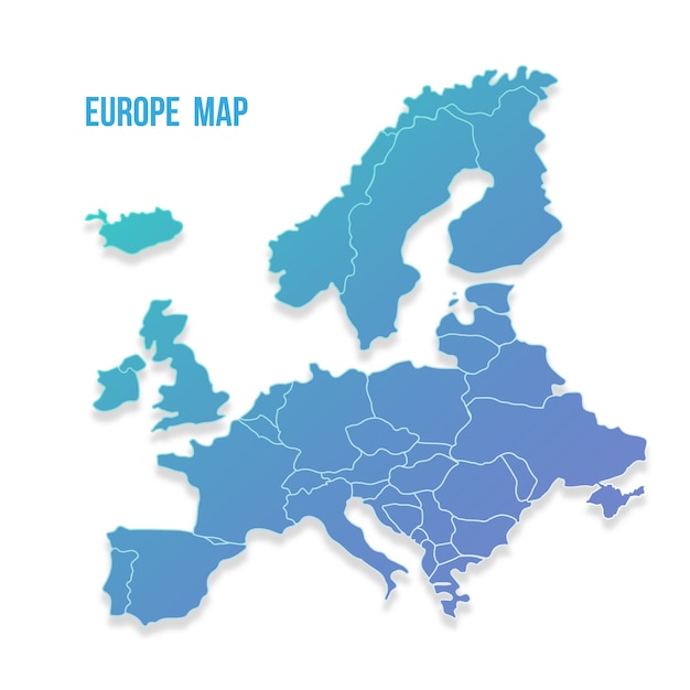 Plik wektorowy mapa europy w kolorach w stylu płaski