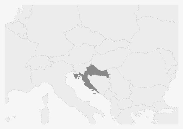 Mapa Europy Z Podświetloną Mapą Chorwacji