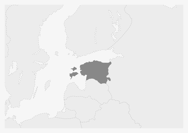 Mapa Europy Z Podświetloną Mapą Estonii