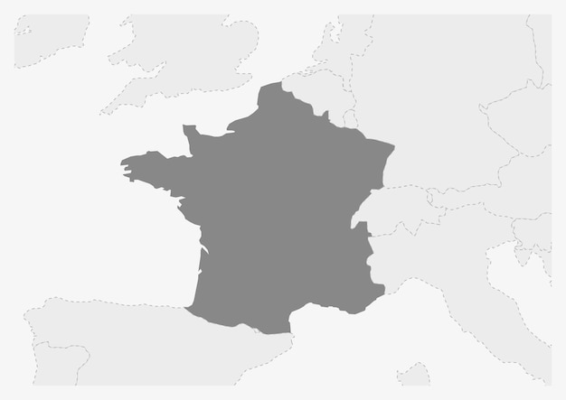 Mapa Europy Z Podświetloną Mapą Francji