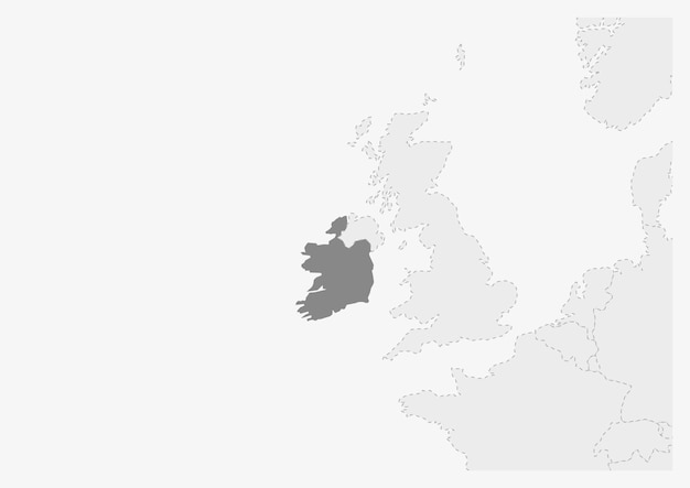 Mapa Europy Z Podświetloną Mapą Irlandii