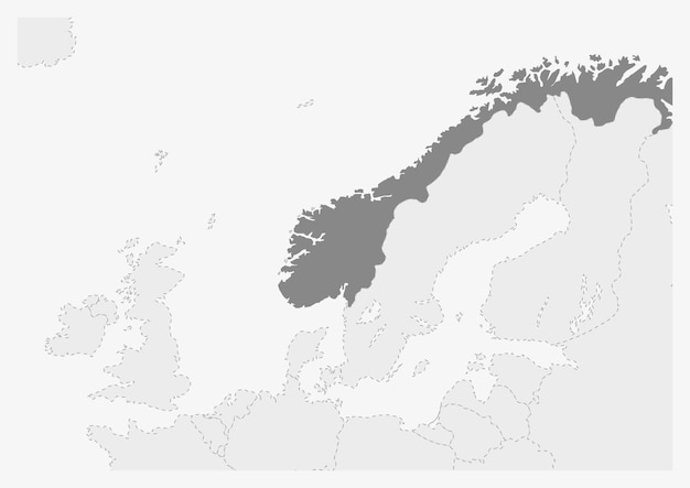 Mapa Europy Z Podświetloną Mapą Norwegii