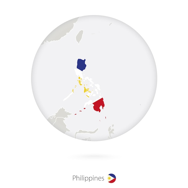 Mapa Filipin I Flagi Narodowej W Okręgu Kontur Mapy Filipin Z Flagą Ilustracja Wektorowa